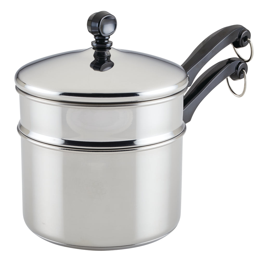farberware Classic Series Stainless Steel 2-Qt. Covered Saucepan With Double Boiler Insert