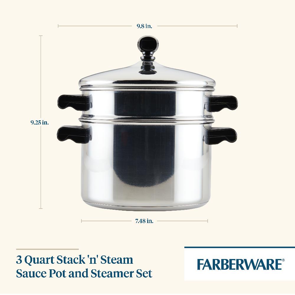 Farberware Classic Series Stainless Steel 3-Qt. Saucepot With Steamer Insert