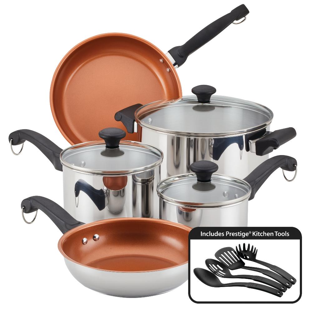 Farberware Classic Traditions Ceramic Stainless Steel 12-Piece Cookware Set