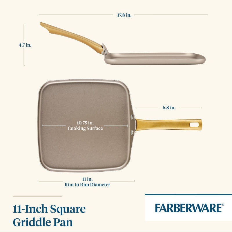 Farberware 11-Inch Square Griddle Pan Champagne