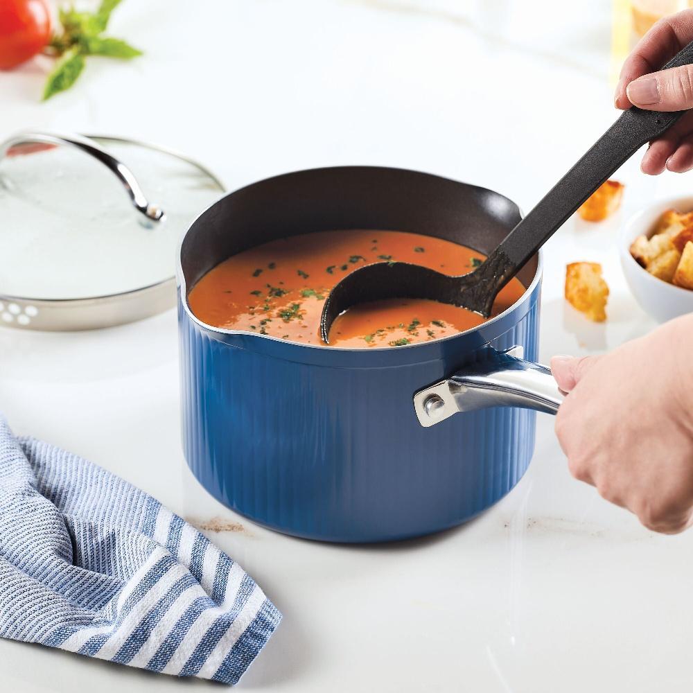 Farberware Style Nonstick Cookware Straining Saucepan With Lid 3-Quart