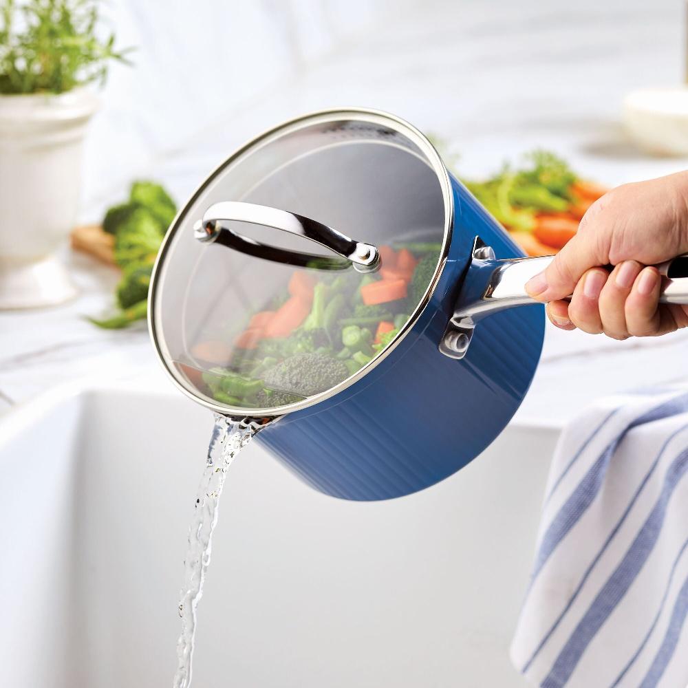 Farberware Style Nonstick Cookware Straining Saucepan With Lid 3-Quart