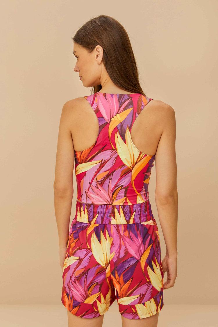 Farm Rio Adidas Birds Of Paradise Bold Pink Tank Top PINK