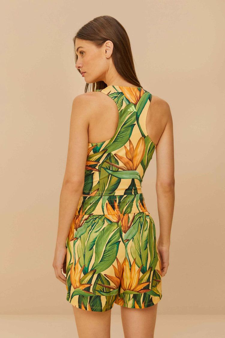 Farm Rio Adidas Birds Of Paradise Semi Spark Tank Top YELLOW