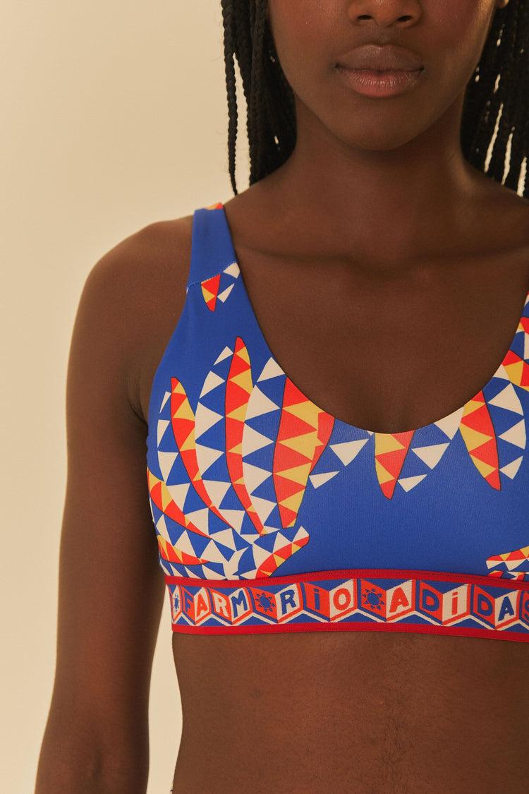 Farm Rio Adidas Farm Psychedelic Wave Blue Bra BLUE