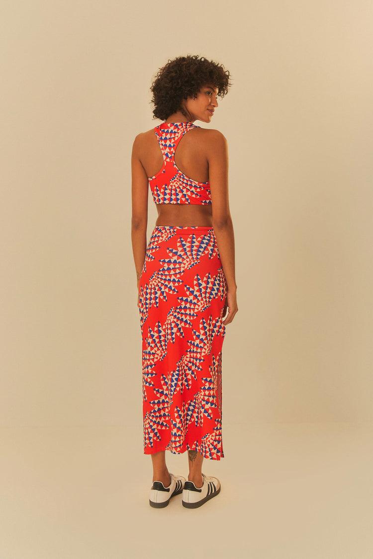 Farm Rio Adidas Farm Psychedelic Wave Red Dress RED