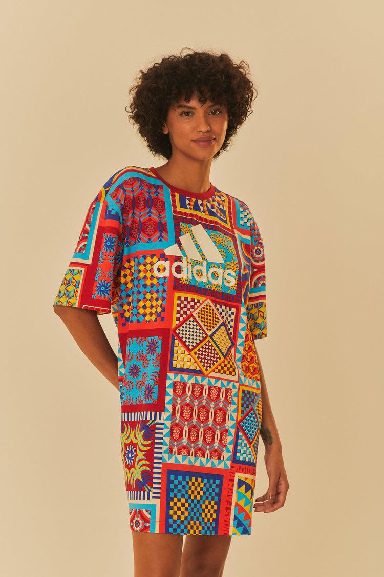 farm rio adidas farm solar kaleidoscope blue dress BLUE