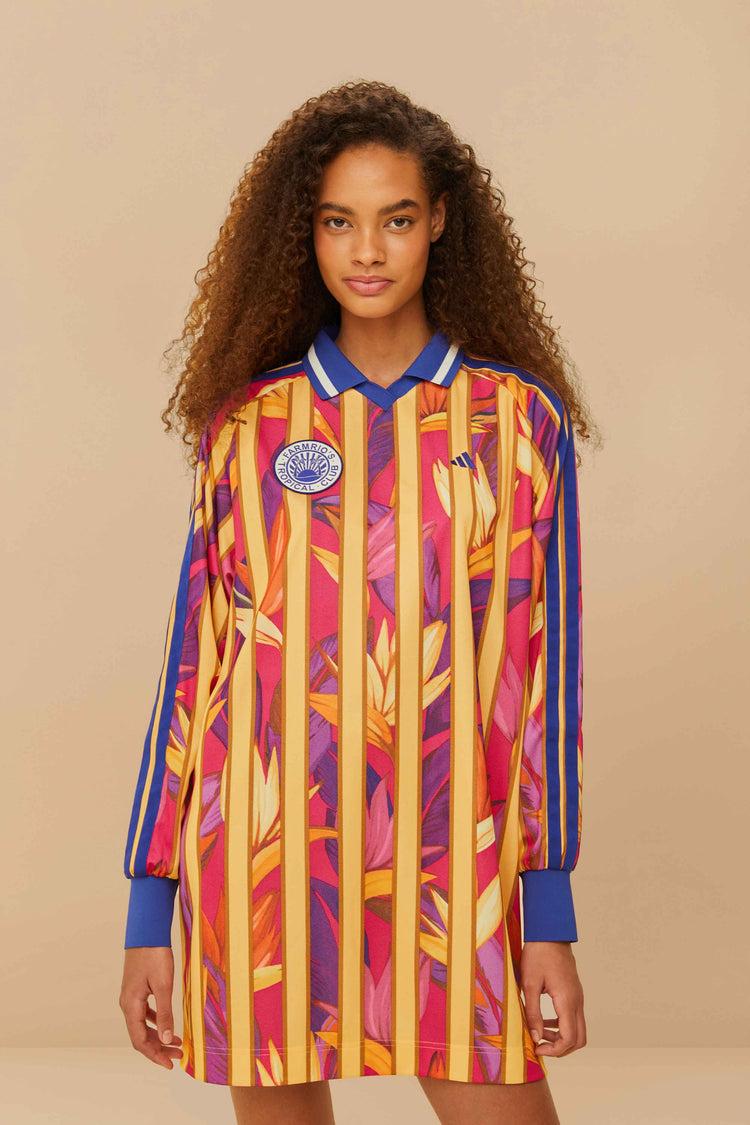 Farm Rio Adidas Stripes Of Paradise Bold Pink Dress PINK