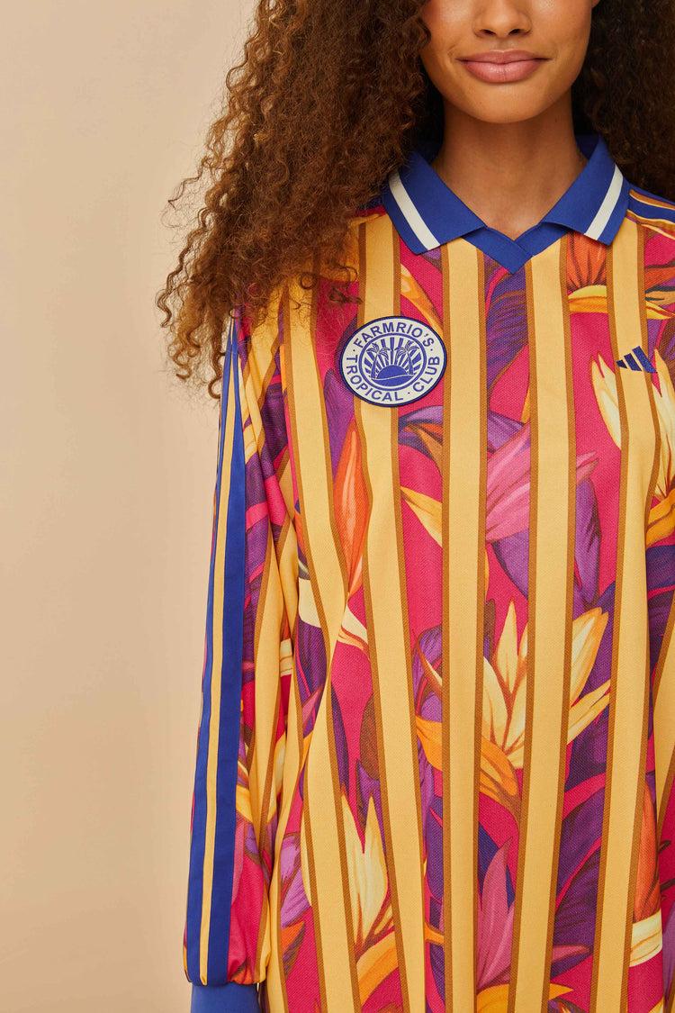 Farm Rio Adidas Stripes Of Paradise Bold Pink Dress PINK