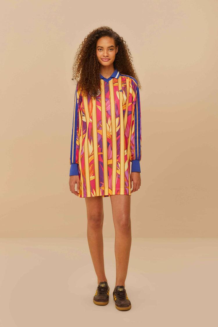 farm rio adidas stripes of paradise bold pink dress PINK