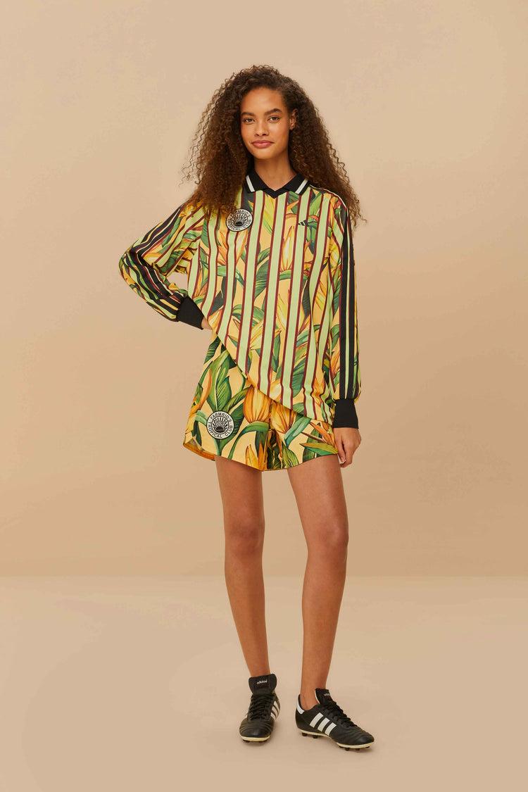 farm rio adidas stripes of paradise semi spark dress YELLOW