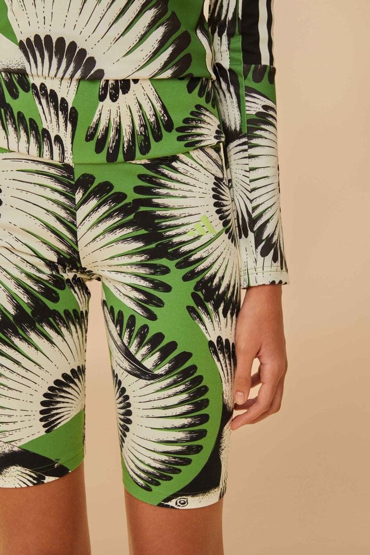 Farm Rio Adidas Toucan Wings Crew Green Biker Short CREAM