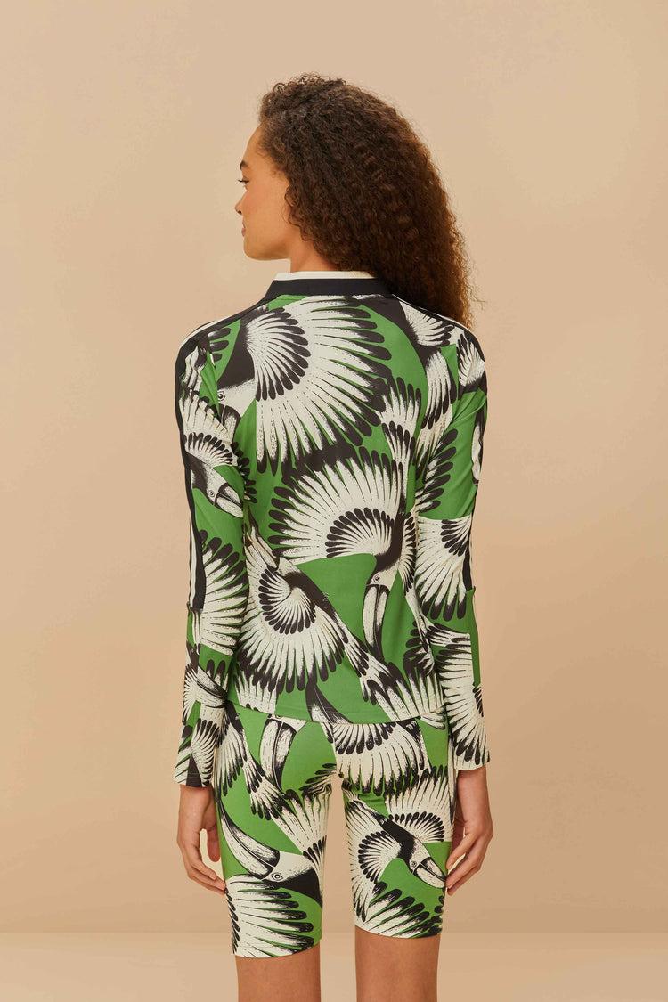 Farm Rio Adidas Toucan Wings Crew Green Biker Short CREAM