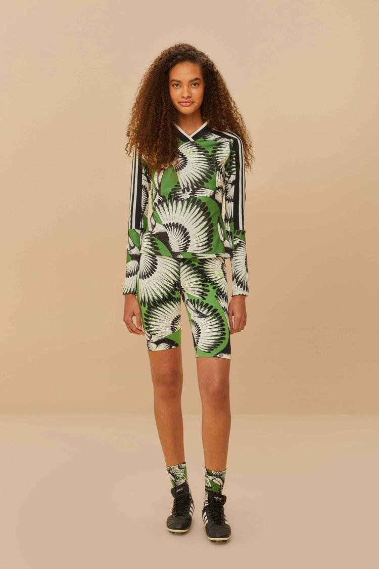 farm rio adidas toucan wings crew green biker short CREAM