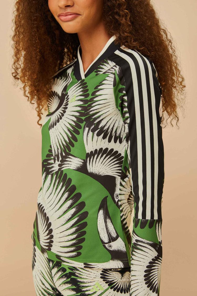 Farm Rio Adidas Toucan Wings Crew Green Long Sleeve CREAM