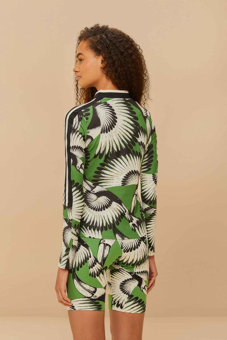Farm Rio Adidas Toucan Wings Crew Green Long Sleeve CREAM