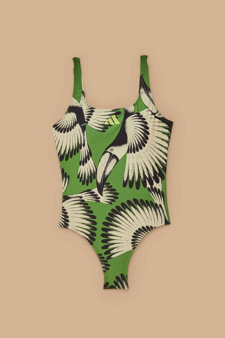 Farm Rio Adidas Toucan Wings Crew Green Swimsuit GREEN
