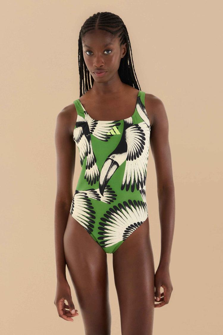 farm rio adidas toucan wings crew green swimsuit GREEN