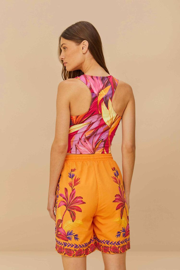 Farm Rio Adidas Tropical Breeze Bright Orange Short ORANGE