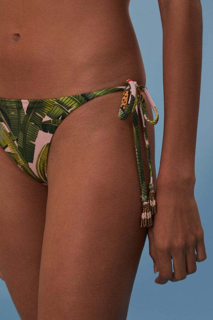 Farm Rio Banana Leaves Tie Side Bikini Bottom BANANA LEAVES PINK