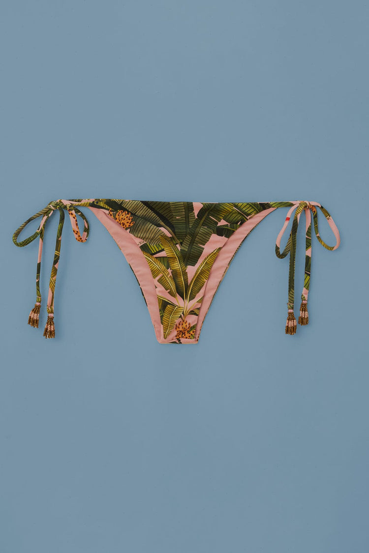 Farm Rio Banana Leaves Tie Side Bikini Bottom BANANA LEAVES PINK