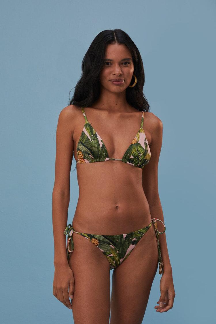 farm rio banana leaves tie side bikini bottom BANANA LEAVES PINK