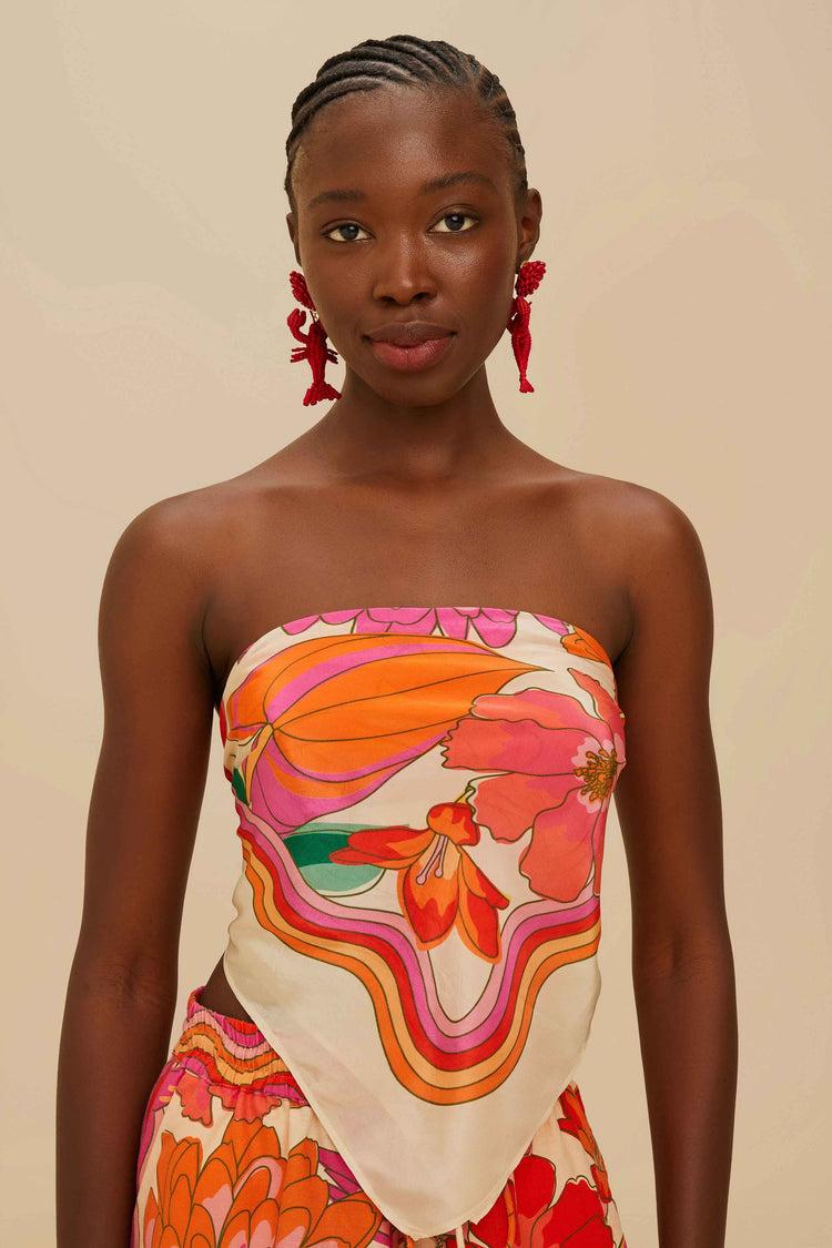 Farm Rio Beige Spring Affair Scarf SPRING AFFAIR BEIGE