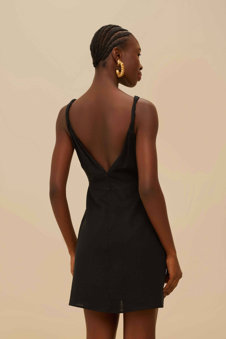 Farm Rio Black And White Rose Lenzing™ Ecovero™ Euroflax™ Mini Dress BLACK