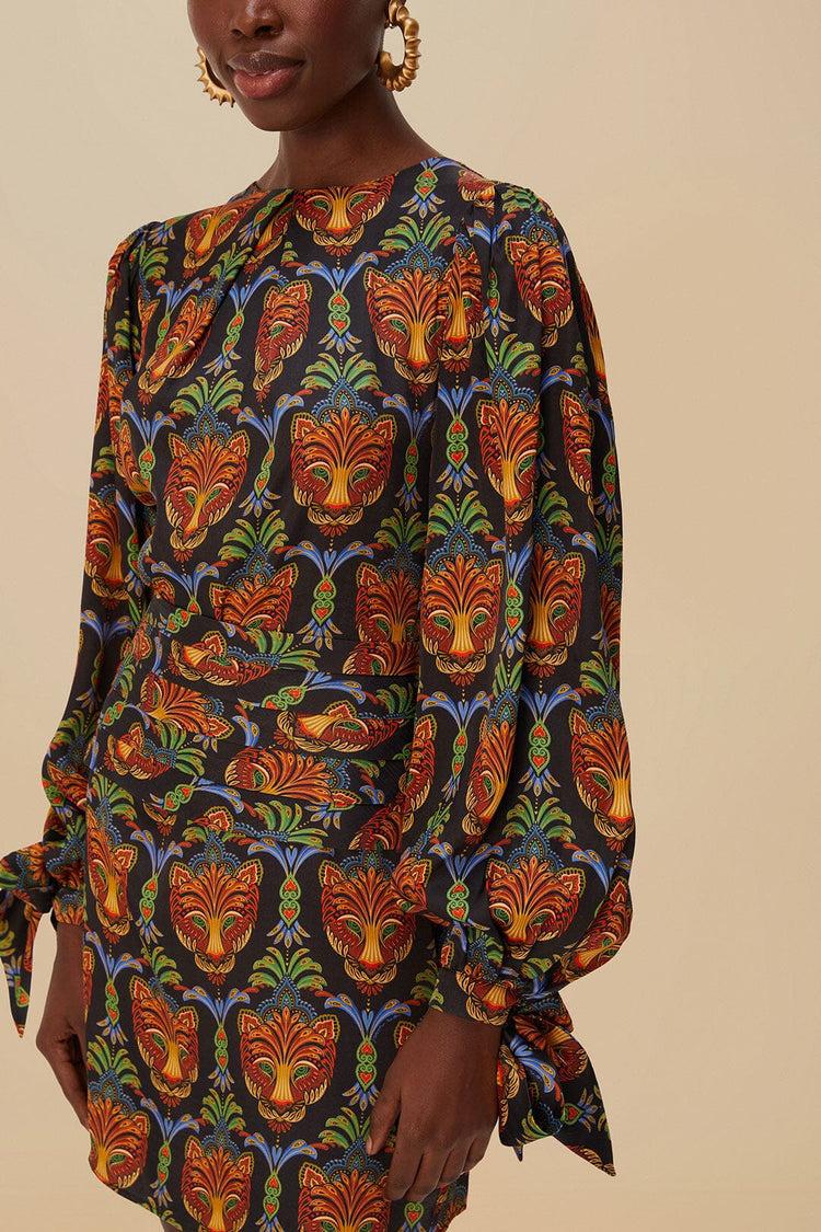 Farm Rio Black Boho Panther Lenzing™ Ecovero™ Viscose Mini Dress BOHO PANTHER BLACK