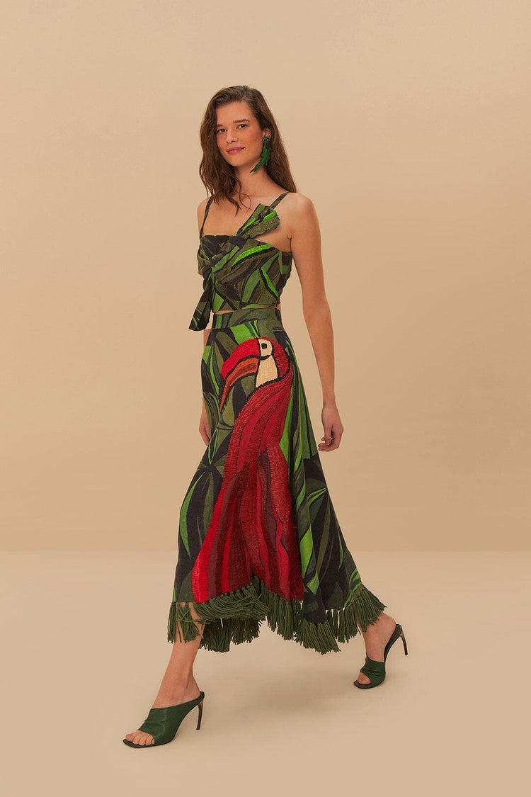 Farm Rio Black Coconut Tree Flow Embroidered Skirt COCONUT TREE FLOW MULTICOLOR