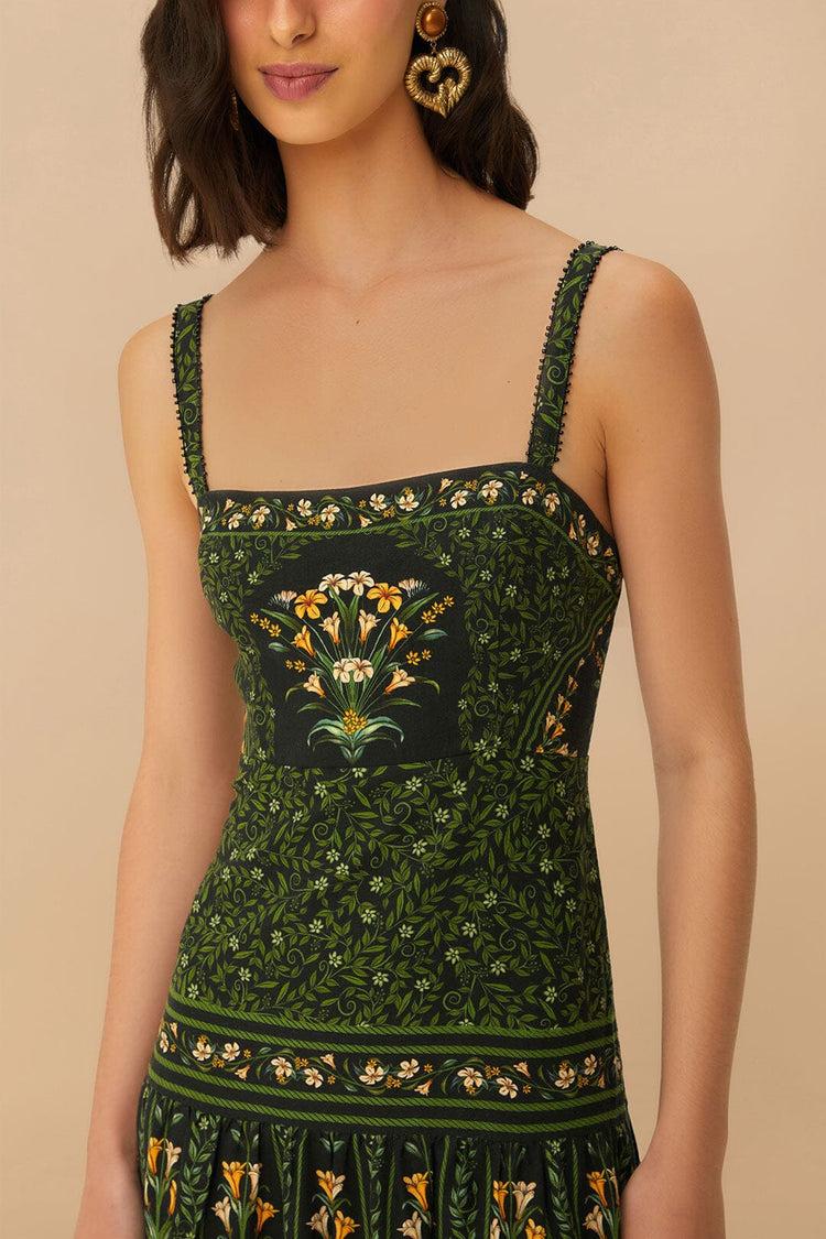 Farm Rio Black Flowers Arch Lenzing™ Ecovero™ Euroflax™ Maxi Dress FLOWERS ARCH BLACK