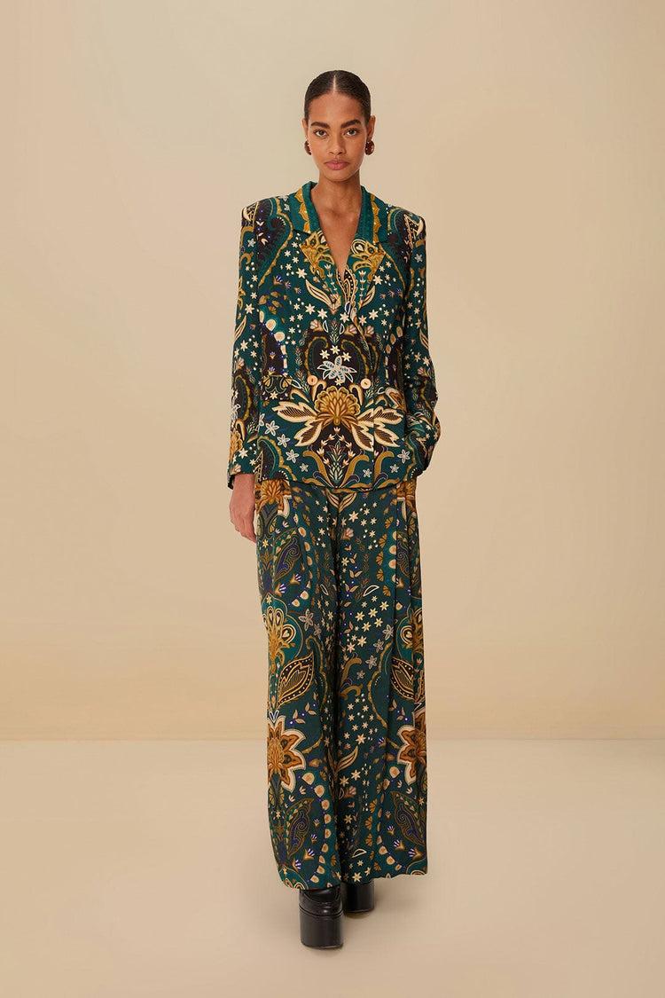 Farm Rio Black Jaipur Lenzing™ Ecovero™ Viscose Flare Pants JAIPUR BLACK