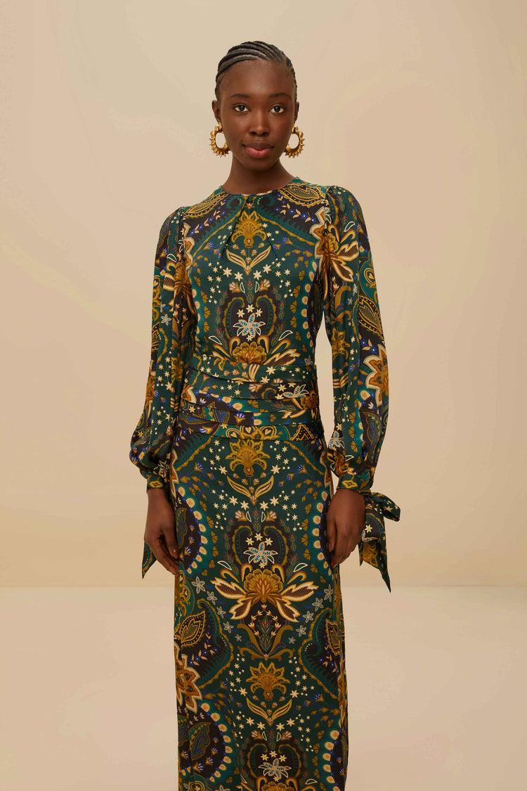 Farm Rio Black Jaipur Lenzing™ Ecovero™ Viscose Maxi Dress JAIPUR BLACK