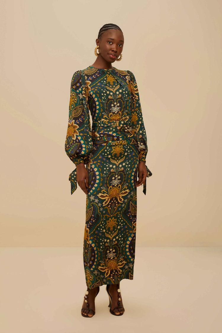 farm rio black jaipur lenzing™ ecovero™ viscose maxi dress JAIPUR BLACK