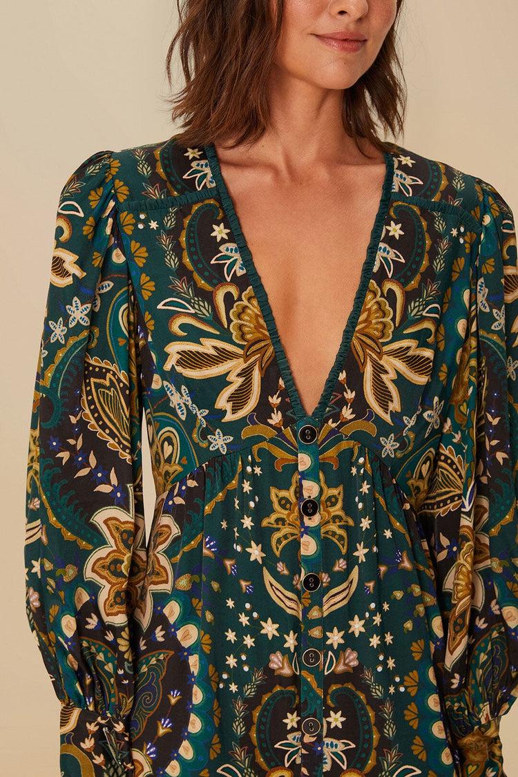 Farm Rio Black Jaipur Lenzing™ Ecovero™ Viscose Mini Dress JAIPUR BLACK