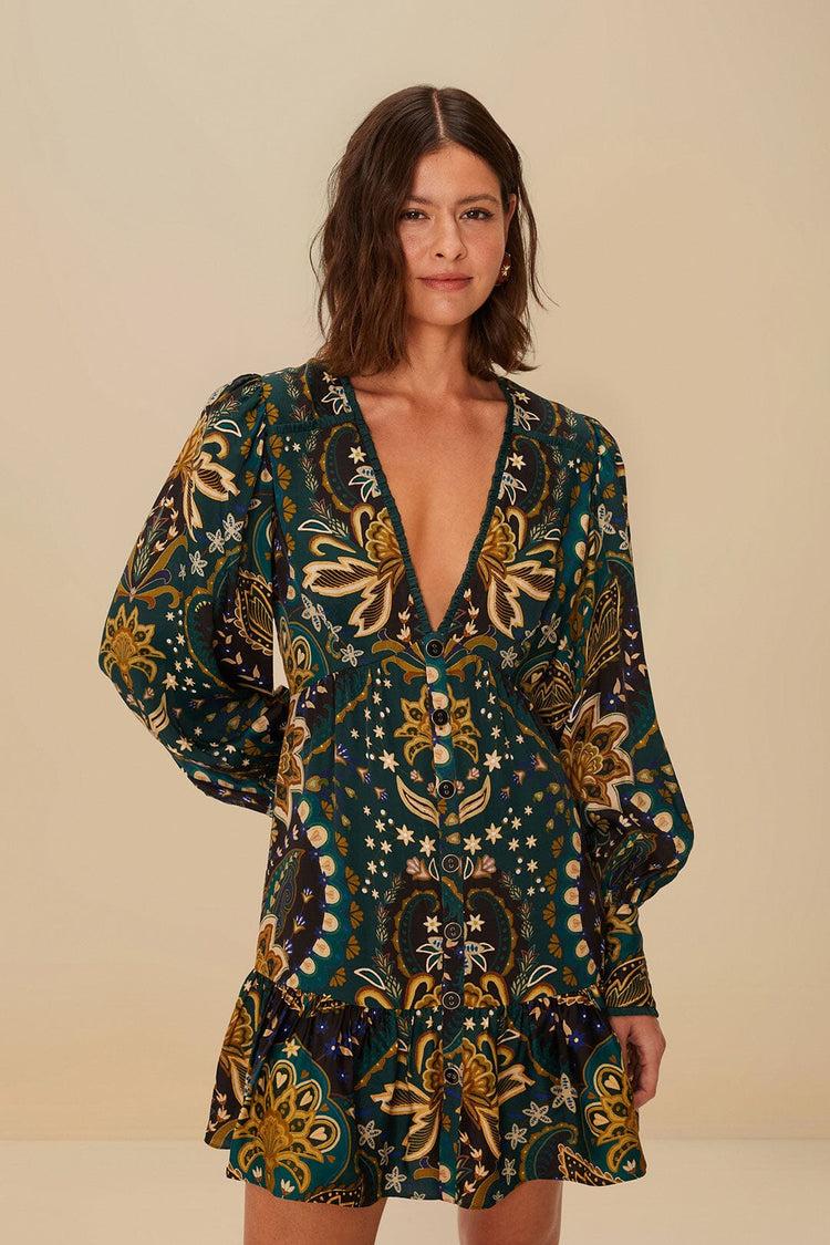 farm rio black jaipur lenzing™ ecovero™ viscose mini dress JAIPUR BLACK farm rio black jaipur lenzing™ ecovero™ viscose mini dress JAIPUR BLACK