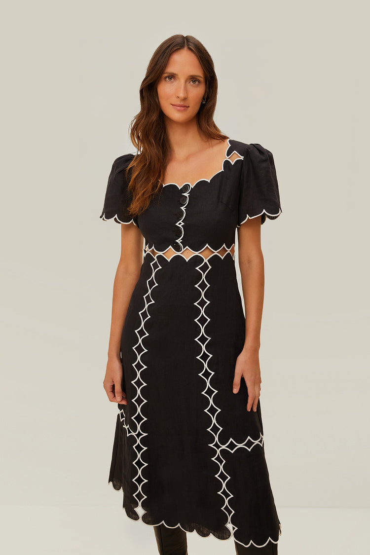 Farm Rio Black Short Sleeve Lenzing™ Ecovero™ Euroflax™ Maxi Dress BLACK