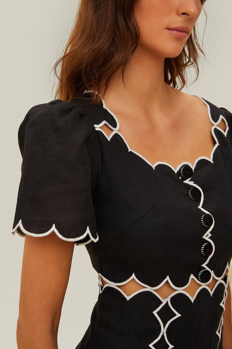 Farm Rio Black Short Sleeve Lenzing™ Ecovero™ Euroflax™ Maxi Dress BLACK