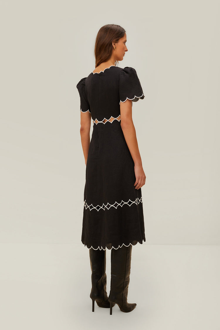 Farm Rio Black Short Sleeve Lenzing™ Ecovero™ Euroflax™ Maxi Dress BLACK