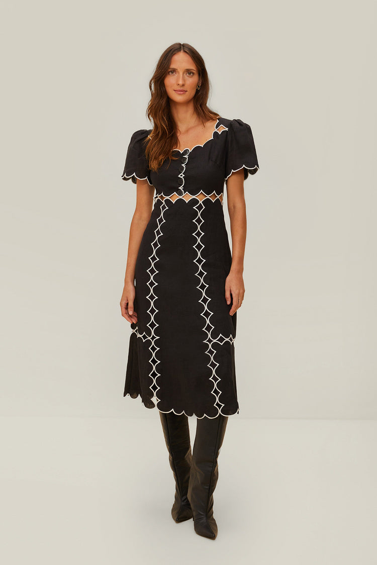 farm rio black short sleeve lenzing™ ecovero™ euroflax™ maxi dress BLACK