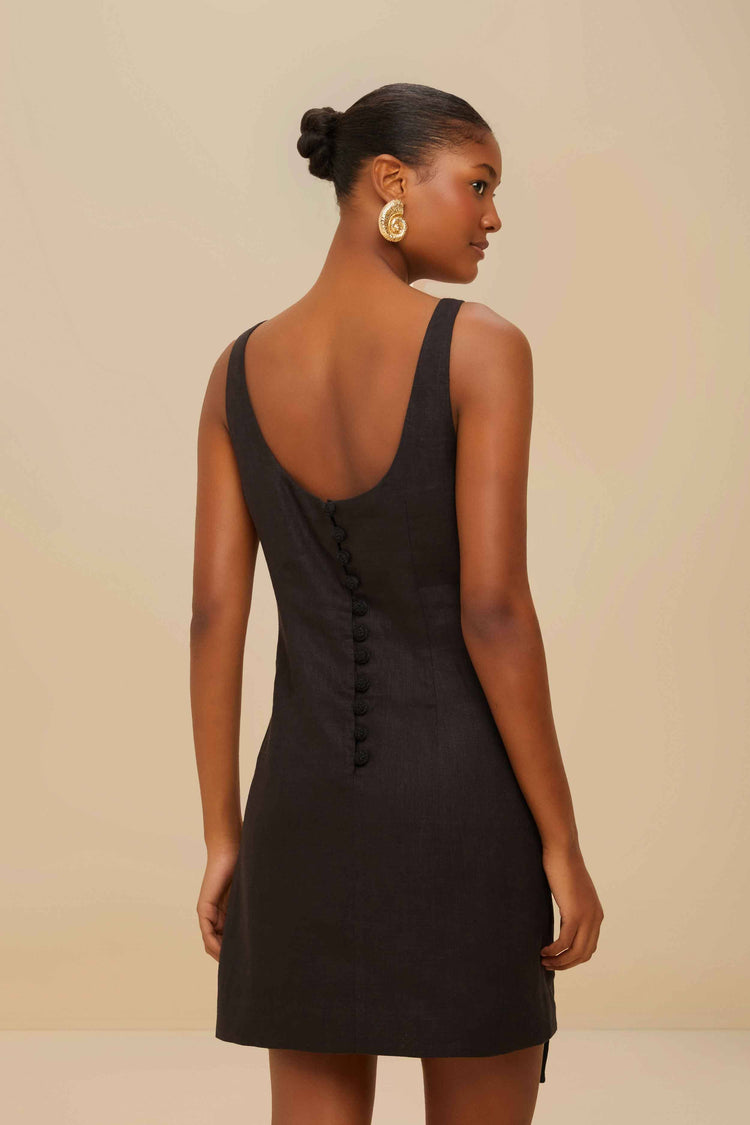 Farm Rio Black Sleeveless Euroflax™ Premium Linen Mini Dress BLACK