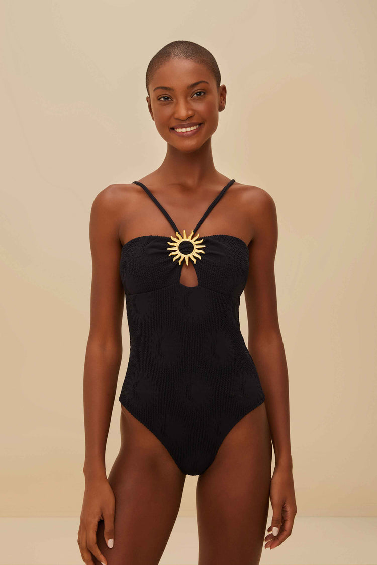 farm rio black sunny moon one-piece swimsuit SUNNY MOON BLACK