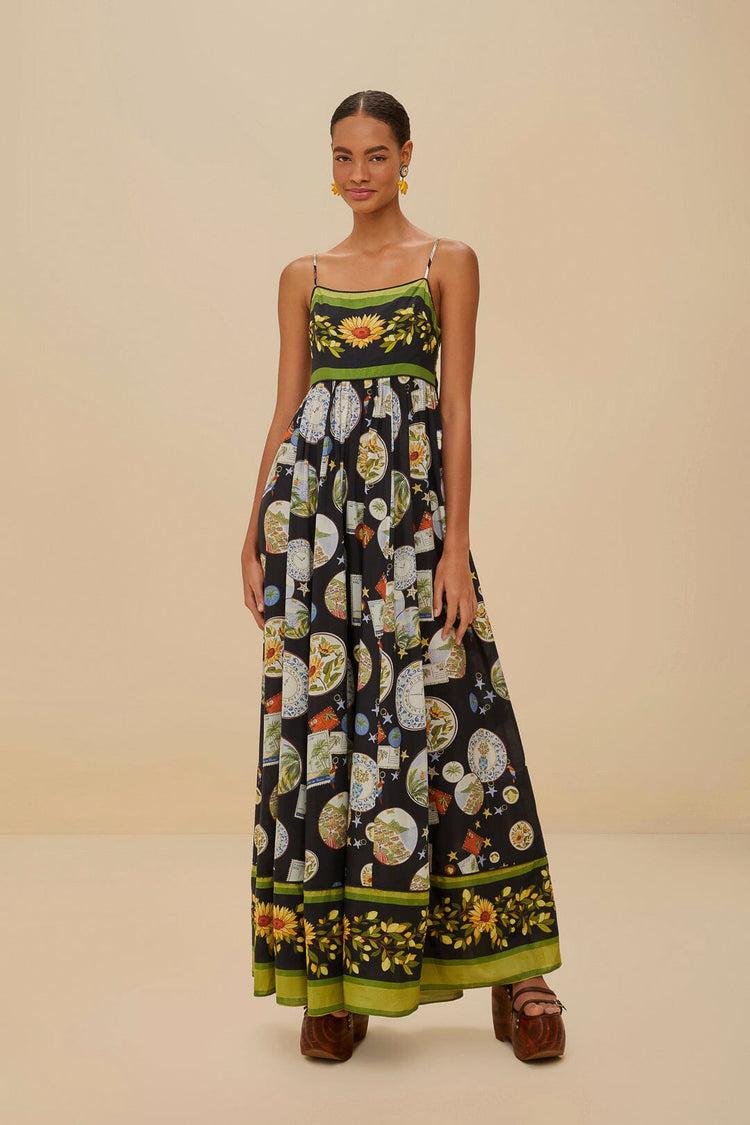 Farm Rio Black Trip Souvenir Maxi Dress TRIP SOUVENIR BLACK