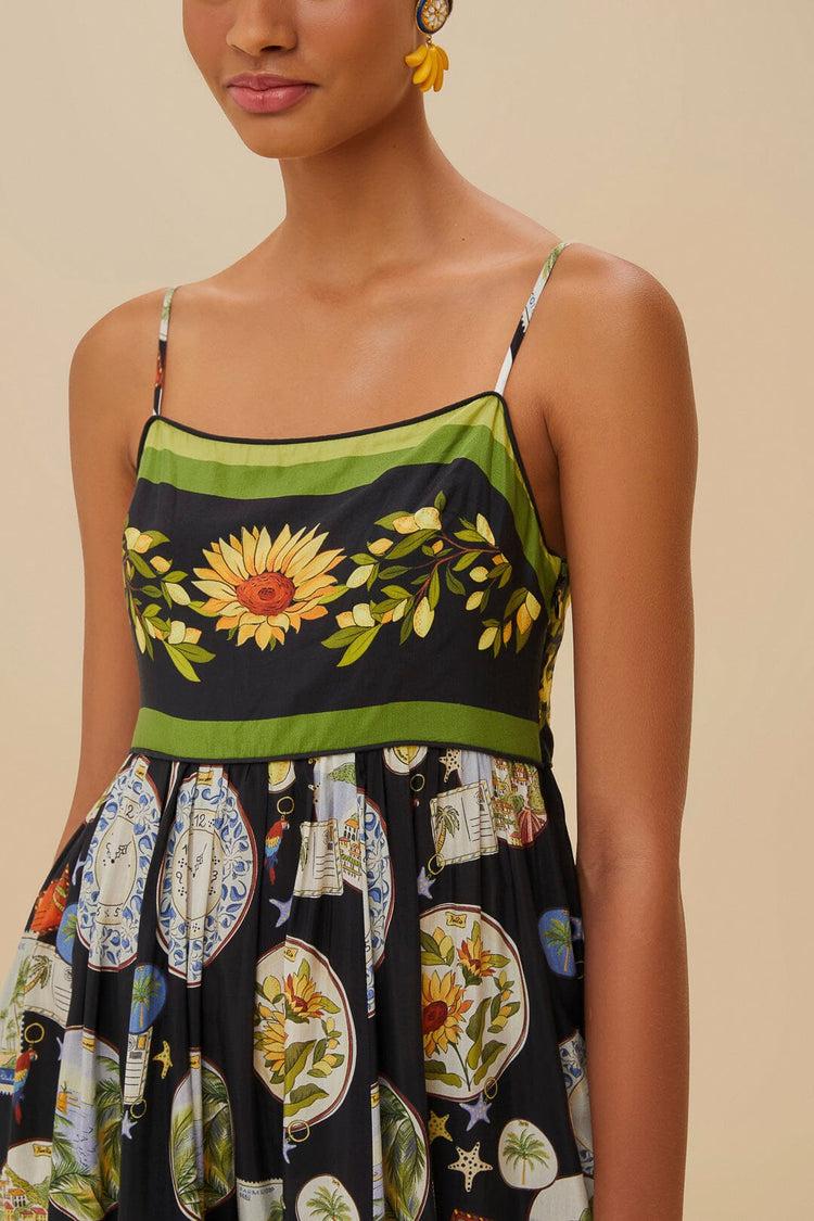 Farm Rio Black Trip Souvenir Maxi Dress TRIP SOUVENIR BLACK