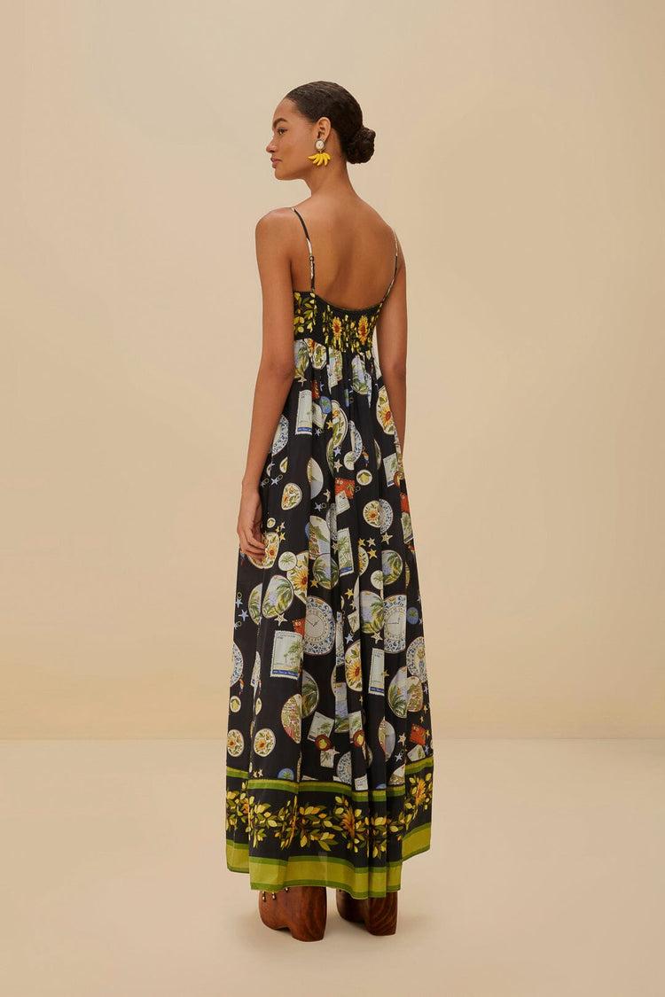 Farm Rio Black Trip Souvenir Maxi Dress TRIP SOUVENIR BLACK