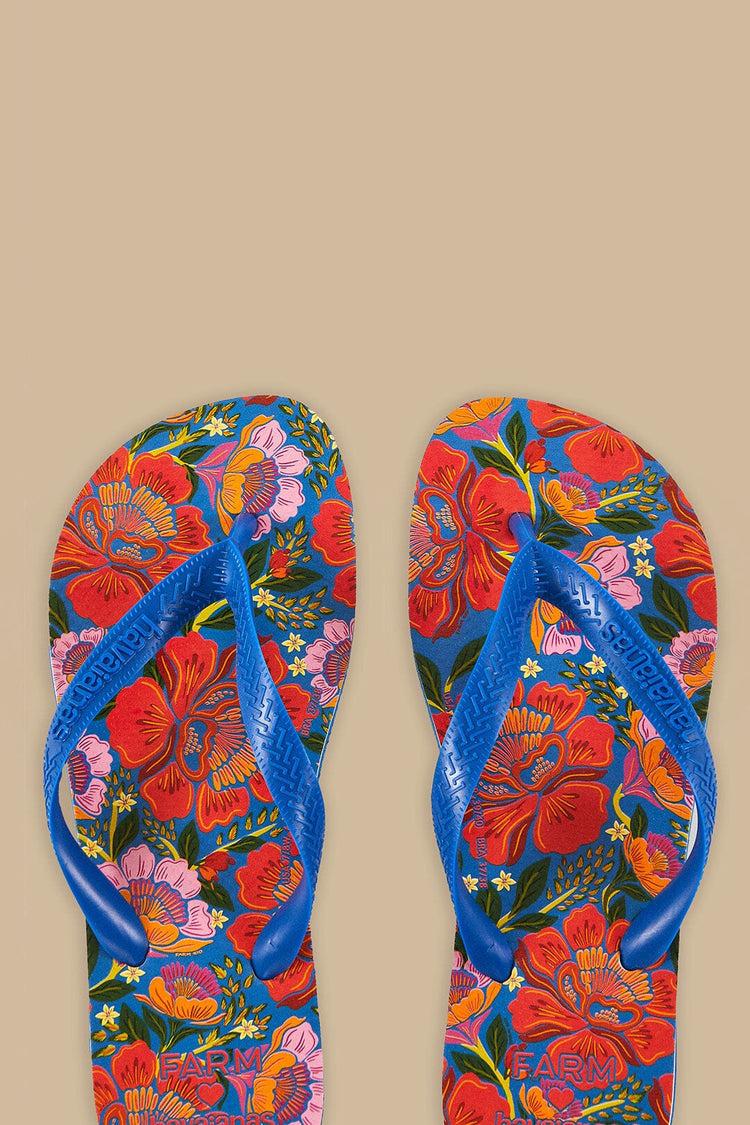 Farm Rio Blue Flowers Garden Havaianas Sandals FLOWERS GARDEN BLUE