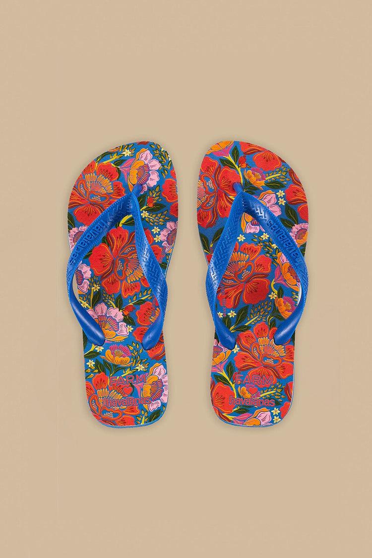 farm rio blue flowers garden havaianas sandals FLOWERS GARDEN BLUE