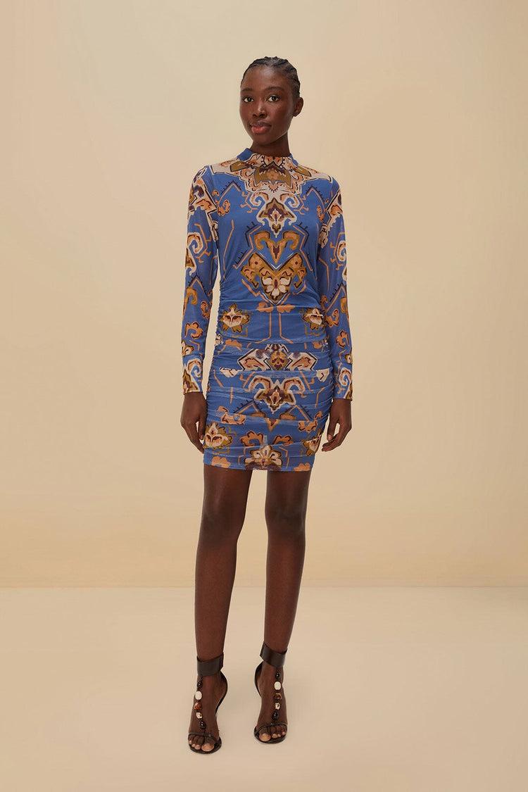 farm rio blue ornament floral tulle mini dress ORNAMENT FLORAL BLUE farm rio blue ornament floral tulle mini dress ORNAMENT FLORAL BLUE