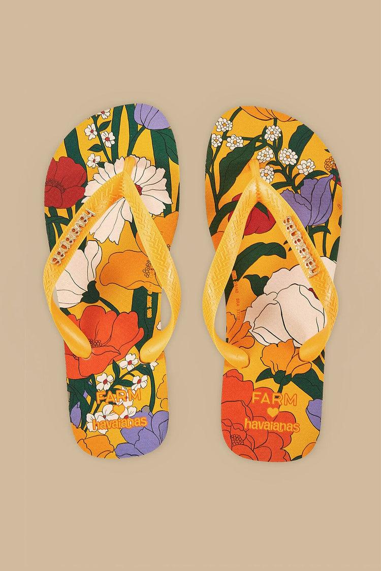 farm rio bucolic floral havaianas sandals BUCOLIC FLORAL YELLOW