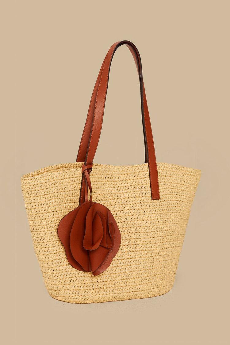 Farm Rio Caramel Raffia Basket Bag RAFFIA AND CARAMEL